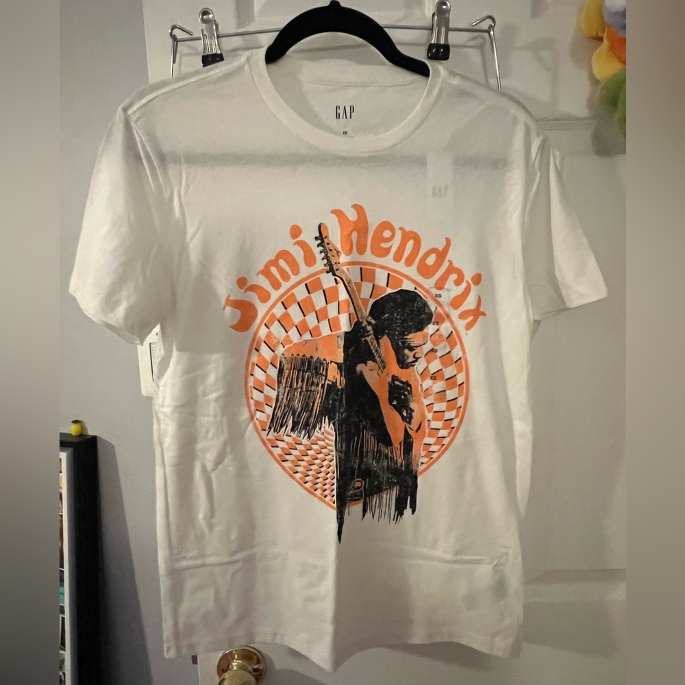 GAP Jimi Hendrix Graphic Tee - White with Orange and Black Print